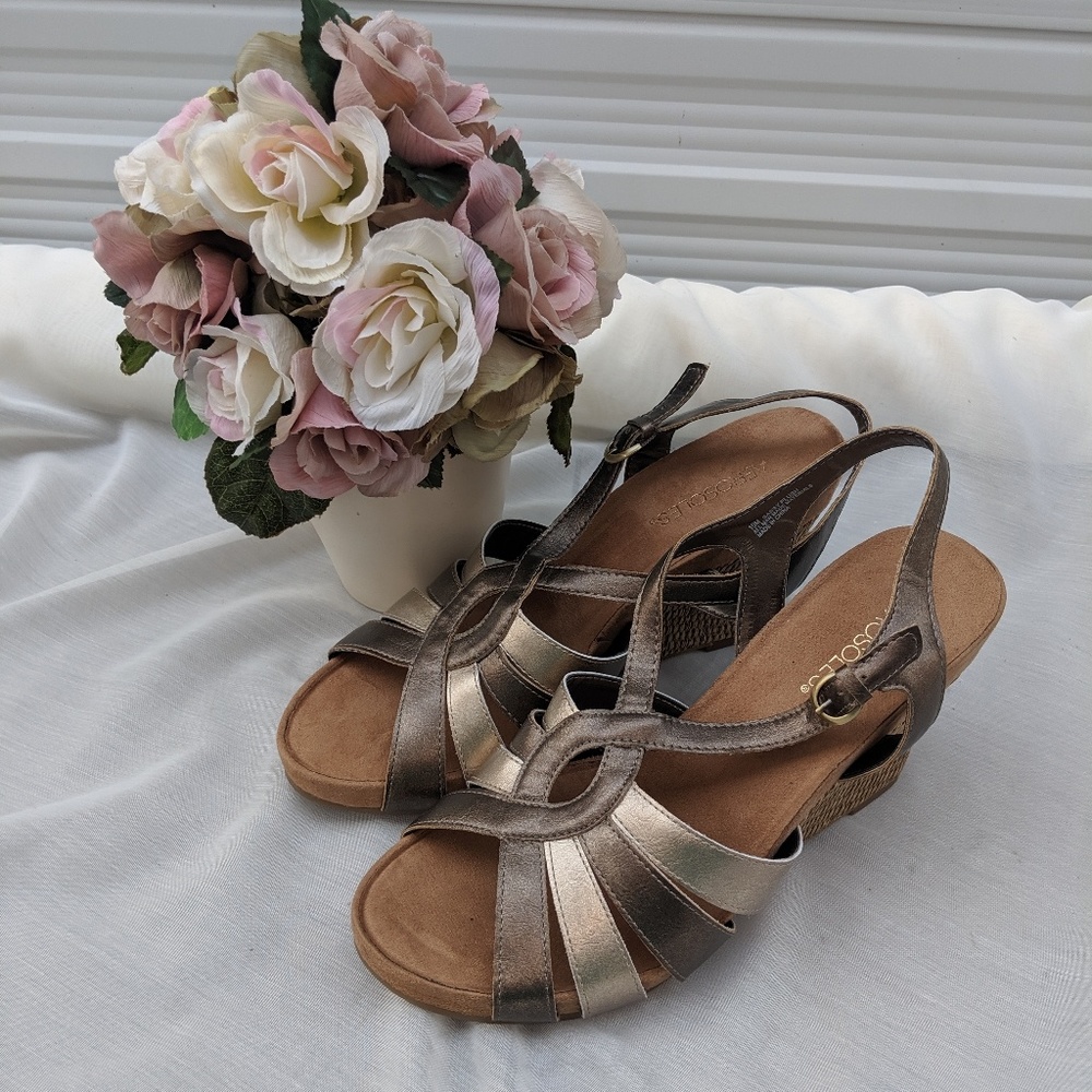 Gold/Bronze Wedges Women's sz 10. Box47